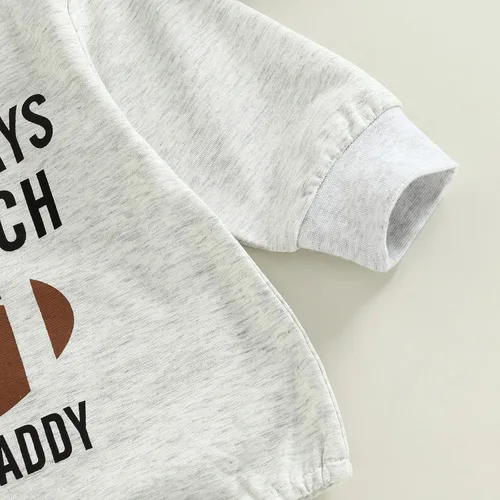 Vista 4 de Muasaaluxi Ropa para bebé recién nacido, niñas y niños, los domingos, con texto en inglés We Watch Football with DaddyMom, sudadera para el otoño