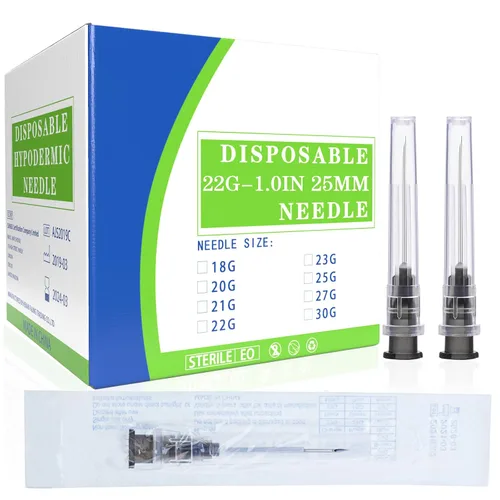 Vista 11 de Paquete de 100 agujas de calibre 18 de 1 pulgada, suministros desechables Luer Lock
