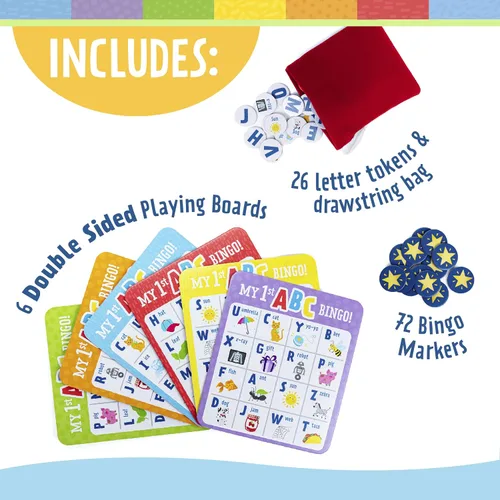 Vista 5 de My First ABC Bingo Game: Juego de mesa de palabras del alfabeto y la vista para niños de 4 a 8 años, reconocimiento de letras, aprendizaje fonético