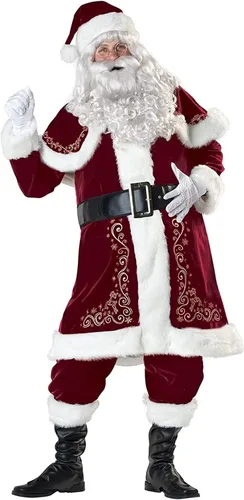 Vista 7 de 2022 Upgraded Mens 10pcs Santa Costume Set Adult Christmas Velvet Santa Claus Suit