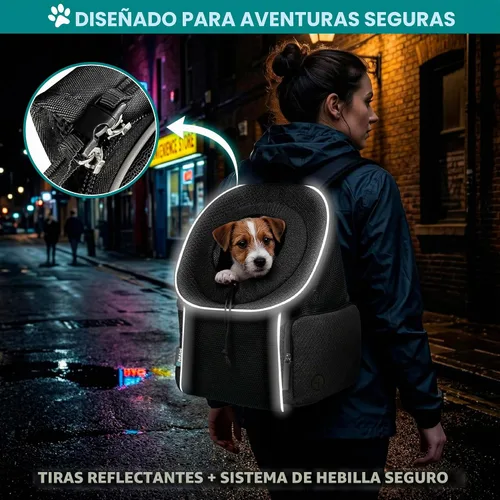 Vista 6 de PetAmi Dog Carrier Backpack, Hands Free Front Pet Carrier, 10 lbs, Black Negro