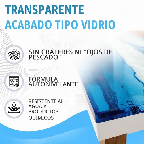 Vista 4 de Kit de resina epoxi transparente 907 g para acabado con súper brillo y superficie de mesas