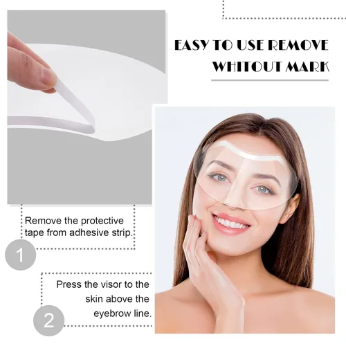 Vista 3 de Protector facial transparente, paquete de 50, protector de ojos de plástico para microblading, maquillaje permanente, extensiones de pestañas