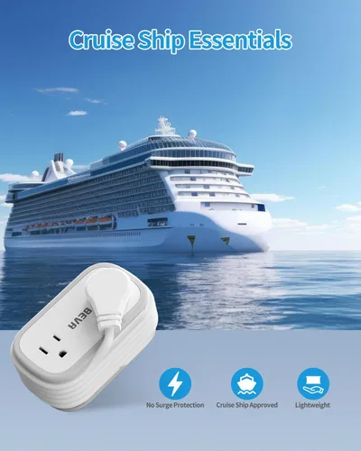 Vista 6 de BEVA Regleta de alimentación de viaje, regleta de enchufe plano con cable USB C retráctil, cable de extensión corto de 5 pies con 2 salidas de CA, 3