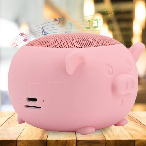 Vista 6 de Lindo altavoz Bluetooth, bonito cerdo mini altavoz portátil Bluetooth 5.0 micrófono integrado para decoración de escritorio, hogar, viajes, saliente