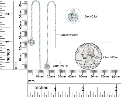 Vista 5 de Aretes colgantes de moissanita para mujer, plata de ley 925 1CT D-E color Moissanita, aretes colgantes chapados en oro de 18 quilates para mujer