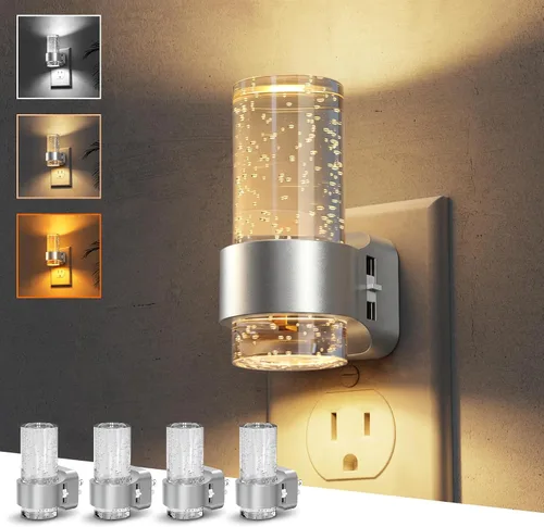 Vista 23 de L LOHAS LED Las luces nocturnas se enchufan a la pared, luz nocturna con Anillo de oro-3CCT