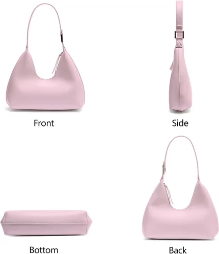 Vista 5 de NahiAoo Bolso de hombro para mujer, pequeño, negro, blanco, bolso de hombro, bolso hobo de moda, bolso de media luna 2023