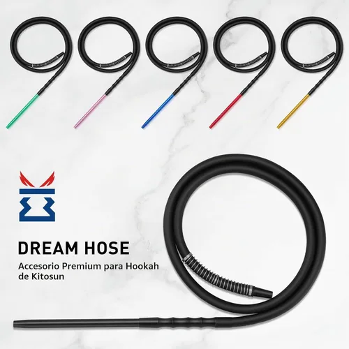 Vista 7 de Kitosun D-Hose Juego de manguera para cachimba – Accesorios para shisha premium de 1.1 pies de largo mango de boquilla de aluminio desmontable Negro
