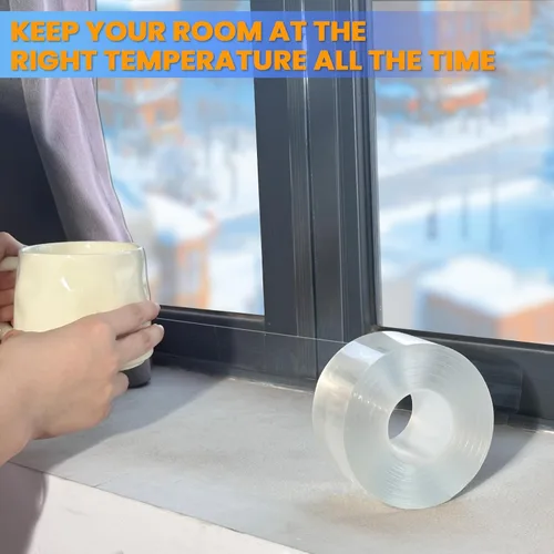 Vista 7 de Cinta de Sellado Transparente para Ventanas contra el Clima 2 Pulgadas x 33 Pies Cinta de Sellado de Aislamiento para Ventanas Transparente Sin