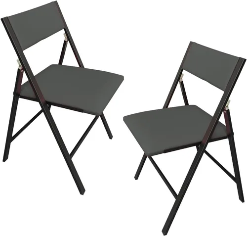 Vista 12 de 2 sillas deportivas para adultos, sillas de oficina plegables tapizadas, silla de salón portátil al aire libre para oficina, cocina (negro, grande)