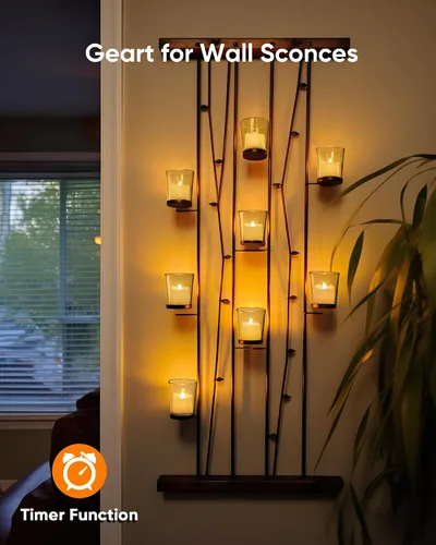 Vista 3 de Homemory - Paquete de 12 velas votivas sin llama con temporizador LED, luz de té de larga duración a pilas con temporizadores, ciclo de 6 horas