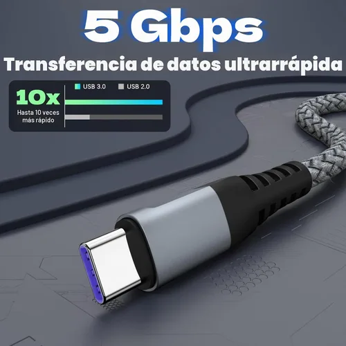 Vista 3 de Cable USB A a USB C de 60 W de carga rápida [2 unidades de 6 pies], cable Gary