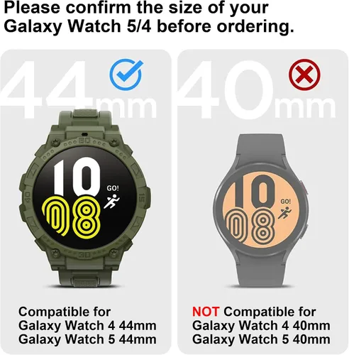 Vista 4 de Compatible con Galaxy Watch 5, Galaxy Watch 4 Band con funda de 1.732 pulgadas (1.732 in), correa protectora resistente de liberación rápida pulsera