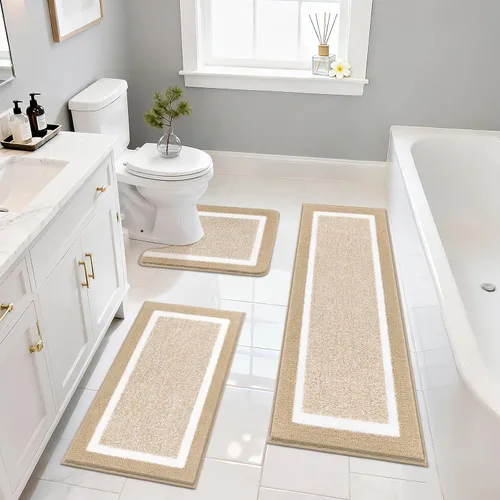Vista 47 de Pauwer Juego de baño, alfombras de baño antideslizantes, alfombras de ducha absorbentes para suelo de baño, bañera y ducha, color azul aguamarina