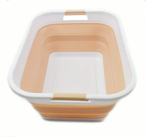 Vista 5 de SAMMART Cesta de lavandería de plástico plegable de 41L (10.8 galones) - Contenedor/organizador de almacenamiento plegable emergente - Tina