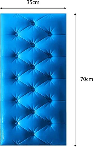 Vista 2 de Cabecera autoadhesiva, calcomanías de pared anticolisión 3D, paneles de pared tapizados, cabecera montada en la pared, paneles de pared Azul