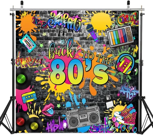 Vista 10 de Telón de fondo de los años 70 para fiestas, hip hop, rock, discoteca, fiesta de cumpleaños, fondos de fotos retro, graffiti, fondo de pared