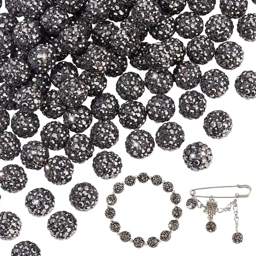 Vista 28 de PH PandaHall - 240 piezas de cuentas de strass en 24 colores, cuentas de cristal de 10 mm, cuentas de bola de discoteca con strass, cuentas