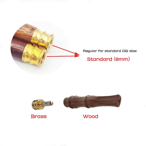 Vista 6 de Juego de 2 portacigarrillos de madera con interfaz de metal, hecho a mano de madera natural, portátil, reutilizable, regular