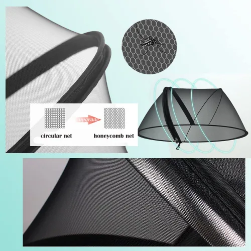 Vista 3 de Mosquitera universal para cochecito, con cremallera, cubierta completa, mosquitera visible para bebés, malla cifrada transpirable, red de insectos