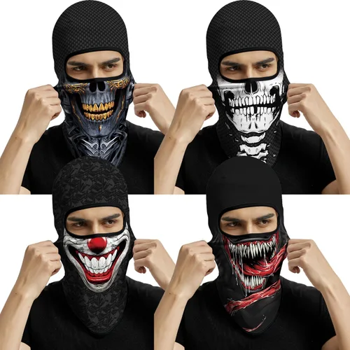 Vista 18 de Pasamontañas 3D, máscara de cara completa, resistente al viento, máscara de esquí con calavera táctica para motocicleta, ciclismo, Halloween 4