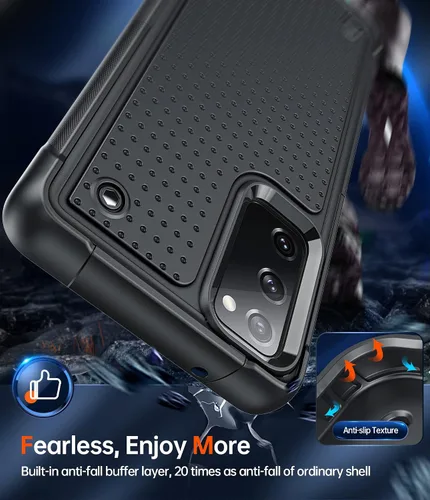 Vista 4 de LeYi Funda para teléfono S20 FE 5G: Funda Samsung S20FE 5G con [2 unidades] protectores de pantalla, resistente a golpes de servicio pesado de doble