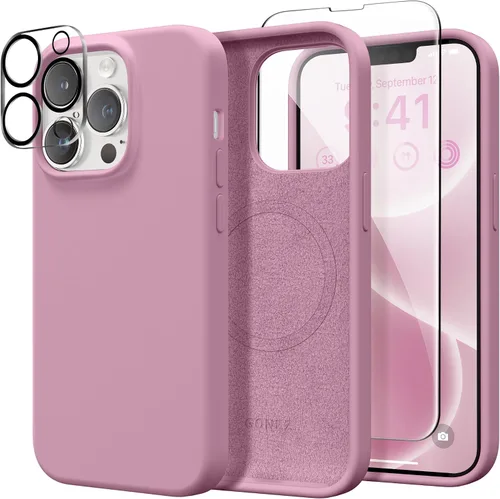 Vista 81 de GONEZ Funda magnética para iPhone 14, compatible con Magsafe, con protector de pantalla + protector de cámara, forro de microfibra antiarañazos
