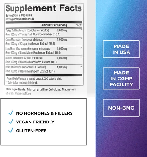 Vista 2 de DR. EMIL NUTRITION Suplemento de hongos – Fórmula de alta potencia para la concentración, la claridad y el apoyo inmunológico – Sin OMG
