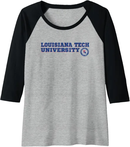 Vista 10 de Louisiana Tech Bulldogs - Camiseta de béisbol raglán con texto en bloque, Negro