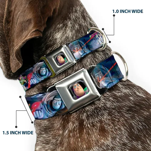 Vista 2 de Collar de perro hebilla de cinturón de seguridad Buzz Lightyear Action Poses apilado 9 a 15 pulgadas 1.0 pulgadas de ancho