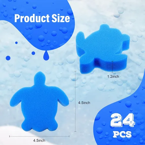 Vista 2 de Chuangdi 24 esponjas para bañera de hidromasaje, absorción de espuma de aceite de tortuga para spa y piscina (azul)