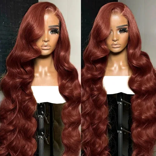 Vista 6 de MUPRETTY Pelucas de cabello humano con encaje frontal color burdeos, densidad del 180 %, peluca de encaje frontal de 13 x 4 pulgadas, con cabello