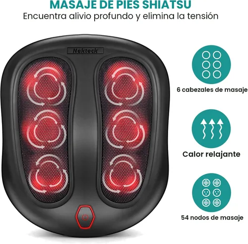 Vista 3 de Nekteck Masajeador de pies con calor, Máquina masajeadora de pies eléctrica Shiatsu con calor y amasado para neuropatía, fascitis plantar, masaje