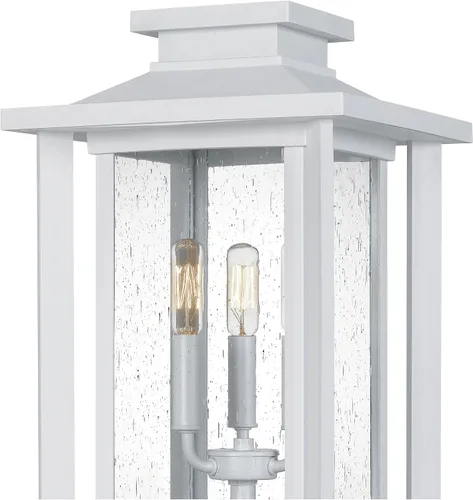 Vista 8 de Quoizel WKF9011W Wakefield - Poste para exteriores, 3 luces, 180 vatios totales, brillo blanco Blanco mate