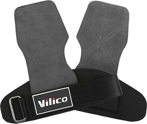 Vista 8 de Guantes de cuero para levantamiento de pesas, correas de muñeca para levantamiento de pesas, correas de levantamiento de pesas ajustables, agarre