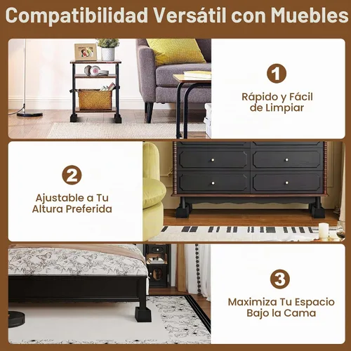 Vista 5 de Elevadores de madera de 3 pulgadas resistentes, soporta 2500 Negro