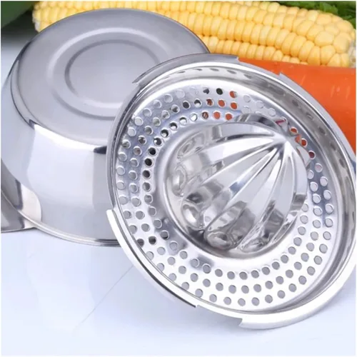 Vista 5 de Exprimidor manual de limón y naranja de acero inoxidable - Mini herramienta de cocina portátil para uso doméstico