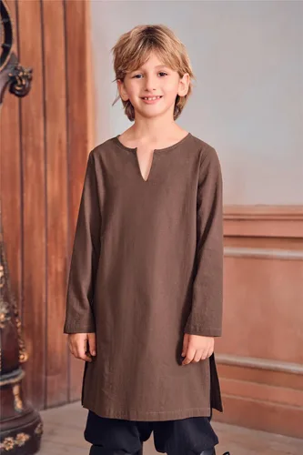 Vista 3 de Kids Boys Medieval Costume Knight Viking Tunics Renaissance Warrior Pirate LARP Halloween Shirts