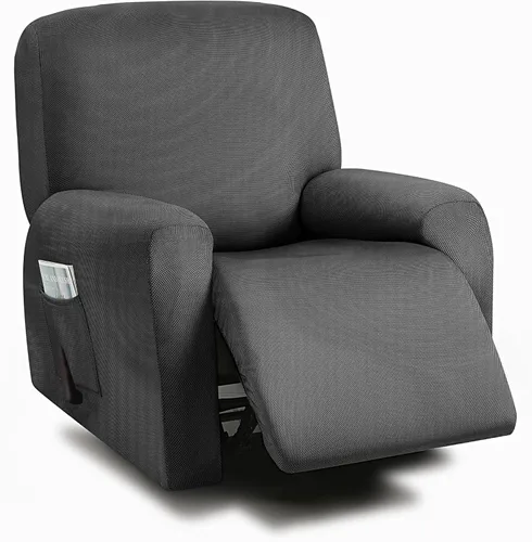 Vista 19 de ULTICOR Fundas para sofá reclinable de 8 piezas, fundas elásticas con hilo teñido para sofá reclinable de 3 cojines, gruesas, suaves y lavables Gris