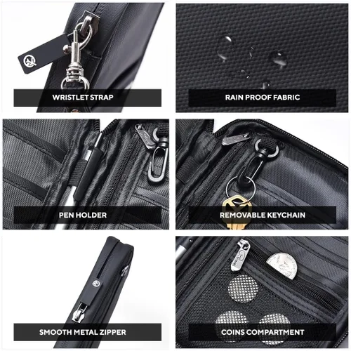 Vista 5 de ARTOS Carpeta de viaje para organizador de documentos, Negro -, Cartera Rfid
