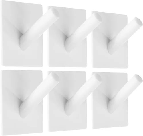 Vista 8 de Jetec 6 ganchos acrílicos negros para sombreros para pared, resistentes para colgar abrigos, ropa, toallas, gancho autoadhesivo, organizador