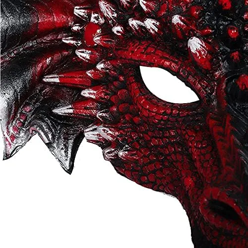 Vista 5 de Alodidae Máscara de dragón 3D, disfraz de fiesta de Halloween, cosplay para adultos y hombres, máscaras de media cara de animales aterradores