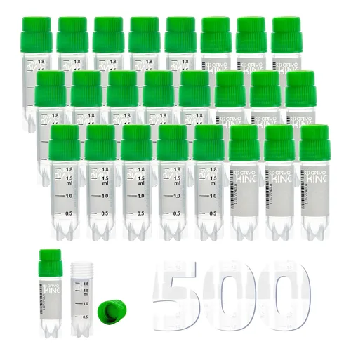 Vista 58 de Cryoviales de 0.0 fl oz, 25Pcs Cryotubes con código de barras lateral, frascos de esterilización con rosca externa, tubos de muestra con tapas Azul