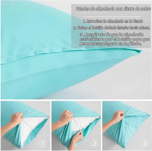 Vista 4 de NTBAY Juego de 2 fundas de almohada estándar, paquete de 2 fundas de almohada de microfibra cepillada de 20x26, suaves, resistentes a las arrugas, a
