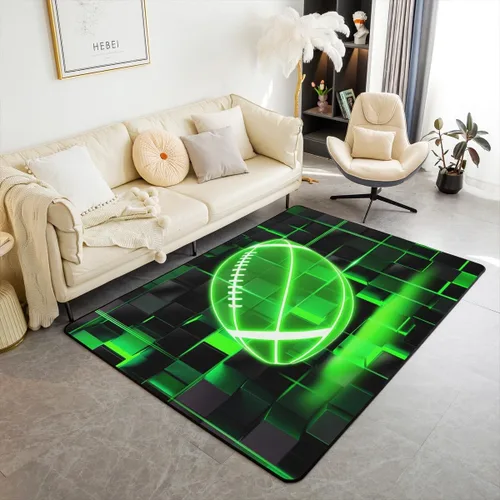 Vista 16 de Erosebridal Tapete de fútbol para interiores de 3 x 5 pulgadas, alfombra de fútbol neón para niños, adolescentes, hombres, brillantes, geométricas