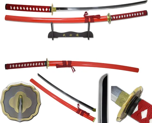 Vista 11 de Snake Eye Tactical Clásica - Espada samurái Katana de dos tonos con soporte de exhibición