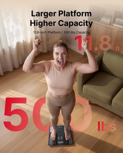 Vista 3 de FITINDEX - Báscula inteligente para peso corporal, grasa corporal, Bmi, pantalla 7 en 1, 500 libras Weight Scale with 13 Body Composition Metrics