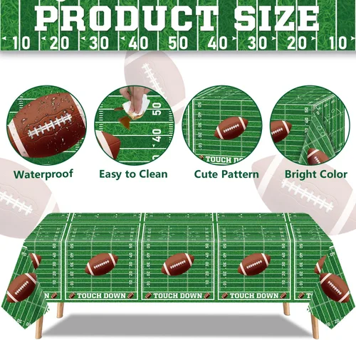 Vista 7 de Manteles de fútbol, paquete de 4 fundas rectangulares para mesa de fútbol, para el día del juego, campo de fútbol para decoraciones de fútbol