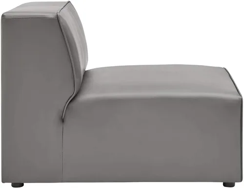 Vista 4 de Modway Mingle Sofá seccional de cuero vegano Silla sin brazos en gris